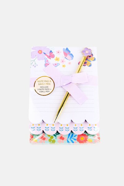 Votum 4 Pcs Butterfly Floral Note Pads And Ball Pen Set
