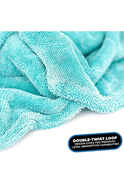 The Rag Company - The Liquid8r Microfiber Drying Towel, 1100gsm, 25 x 36 in, Aqua Blue
