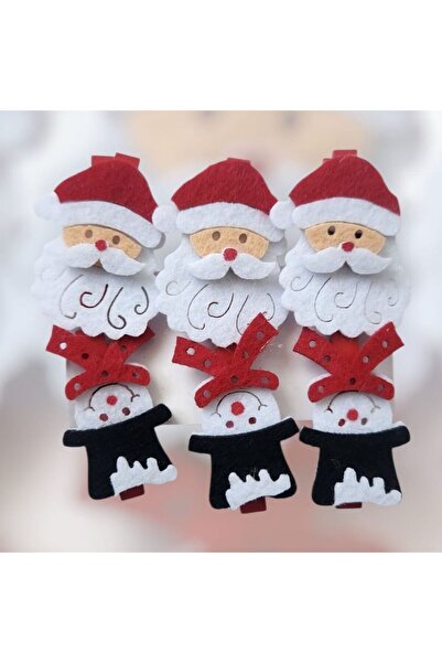 parti sürprizi Christmas Party Santa Claus Snowman Shaped Pegs 6 Pieces
