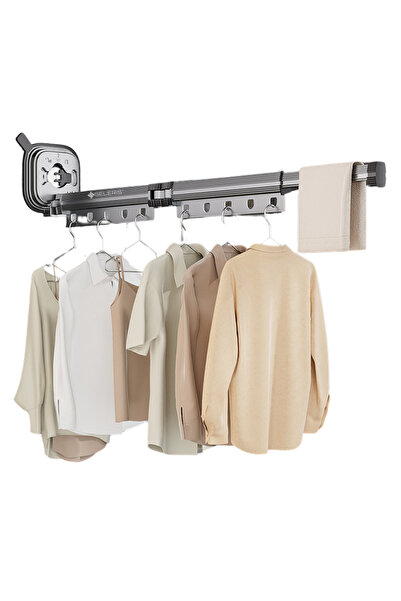 SELERIS Uscator haine pliabil, SELERIS®, ventuza, 3 segmente, 2 pliuri, L 92 cm, pliat 34 cm, aluminiu, gri