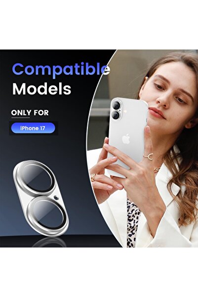 Paladyum Case iPhone 17 Compatible Aluminum Full Coverage Silver Lens Protector