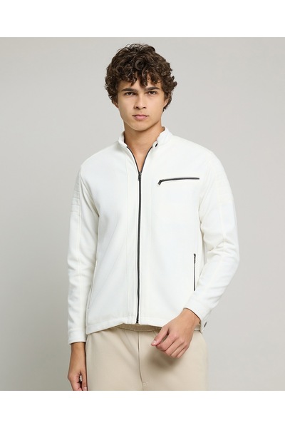 R&B Textured Knit Jacket With Zipper Closure