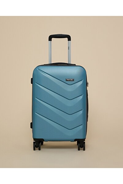 R&B Blue Women's Textured Trolley Bag