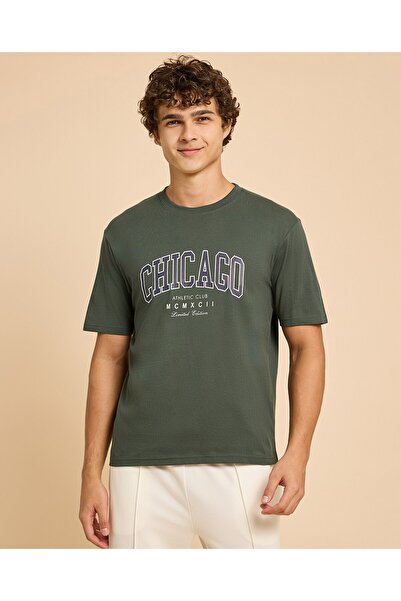 R&B Typography Print T-Shirt With Crew Neck And Short Sleeves