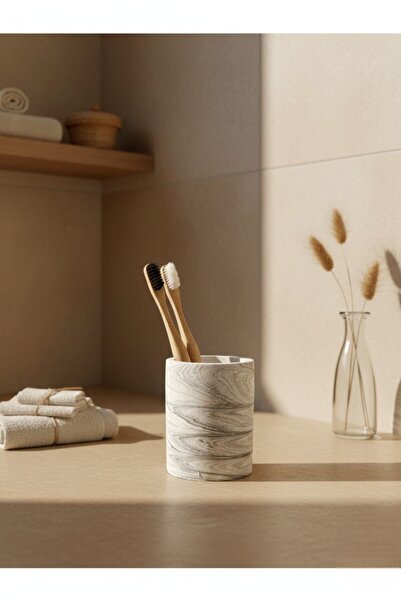 betonmall Handmade Concrete 12 Piece Bathroom Set |   Modern Marble Patterned Bohemian Bathroom Accessory Set