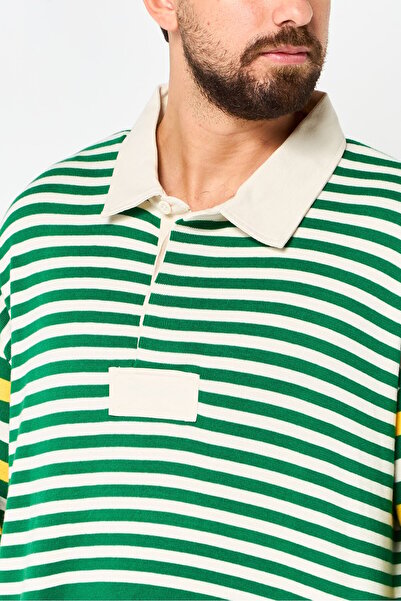 Gant Men Spread Collar Long Sleeve Stripe Sweatshirt, Multicolor