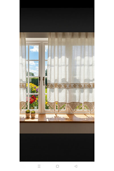 PAZARSEN Authentic Hand Lace Curtain 100% Cotton Authentic Woven Sunshade Curtain