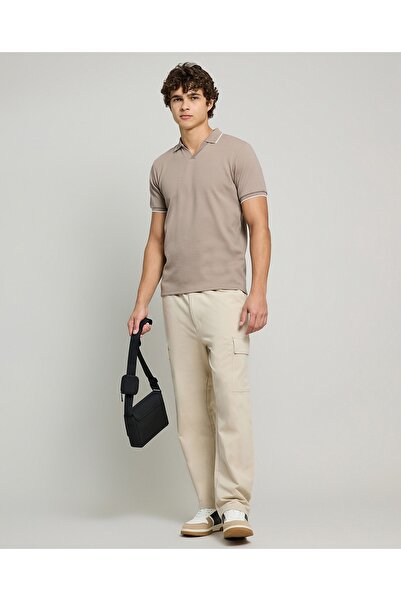R&B بنطلون كارغو سادة مع خصر برباط