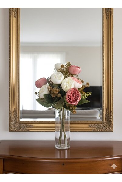 YAPAY ÇİÇEK DERYASI 1 وردة بيضاء 1 وردة زهرة البيلق الوردية 5 فروع 27 سم زينة فازة منزلية