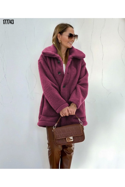 moda wanilia Γυναικείο μακρυμάνικο παλτό με γιακά με κουμπιά μπροστά