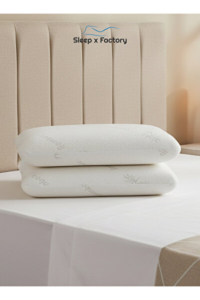 Sleep x Factory وسادة من إسفنج الذاكرة من الخيزران - عبوة من قطعتين - وسادة دعم طبية مصنوعة من إسفنج الذاكرة