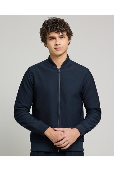 R&B Solid Jacket With Zipper Closure