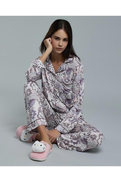 R&B Mauve Women's Printed Pyjama Set