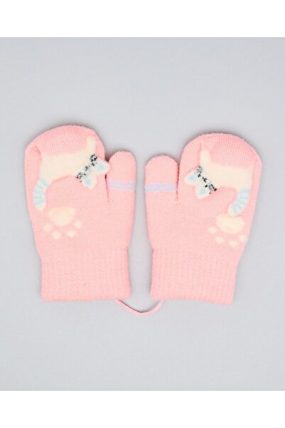 R&B Pink Girl's Printed Winter Gloves