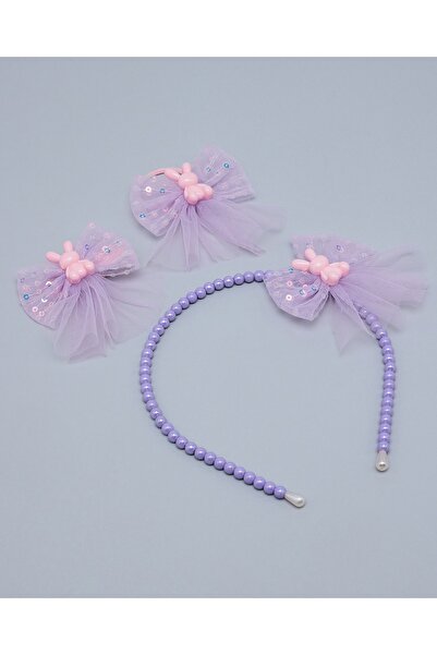 R&B Lilac Girl's 3 Piece Hair Accessory Set