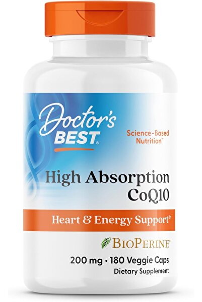 Doctor's Best ، CoQ10 عالي الامتصاص مع بيوبيرين، 200 ملغ، 180 كبسولة نباتية