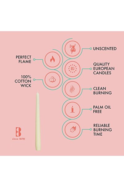 Bolsius Taper Candles 10 In. (10 Count - Ivory)
