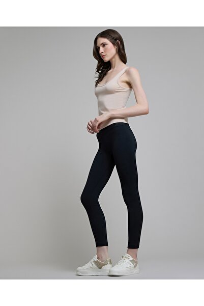 R&B Ribbed Leggings With Elastic Waist