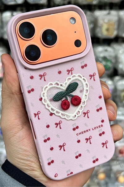 EDELFU غطاء حماية لهاتف آيفون 17 برو - غطاء سيليكون وردي اللون مع فيونكة