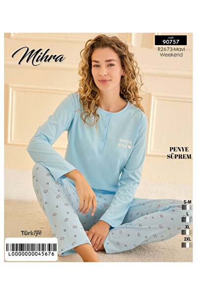 Mihra Saf Pamuk Pijama Takımı