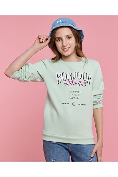 R&B Typography Print Sweatshirt With Crew Neck And Long Sleeves