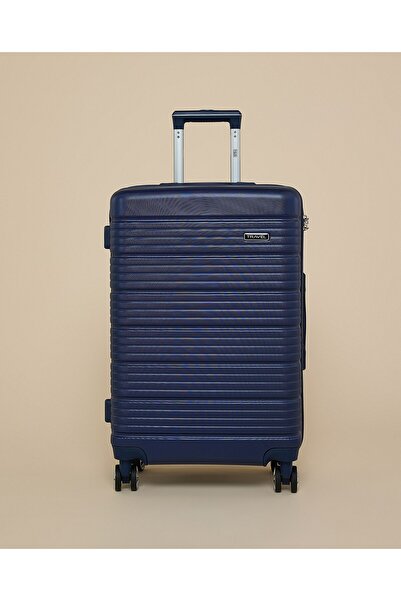 R&B Navy Blue Women's Textured Trolley Bag