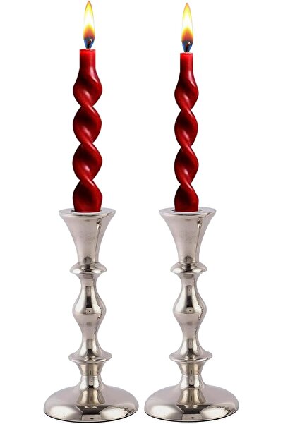 The Bros Rely+ Silver Candle Holders Set of 2 - Decorative Taper Candle Holders