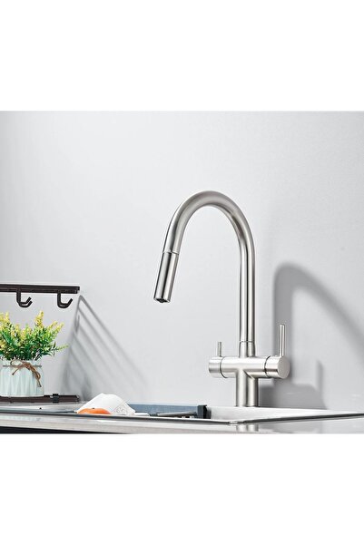 OEM Βρύση Κουζίνας 3 θέσεων, Στόμιο Φιλτραρισμένου Νερού, Βουρτσισμένο Ασημί,...