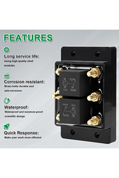 KASTWAVE 12V 80A Forward & Reverse Relay Module, Waterproof 6-Stud for Winch Motors & Snow Plows