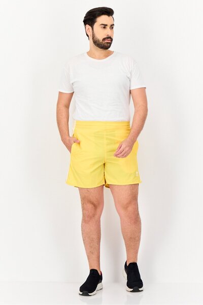 adidas Men Sportswear Fit Drawstring Embroidered Logo Outdoor Sprinter Shorts, Yellow