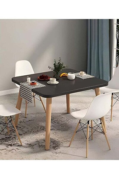 Taimi Black Modern Square Dining Table, Solid Wood for Kitchen, Dining Room, Living Room 80x80x72cm