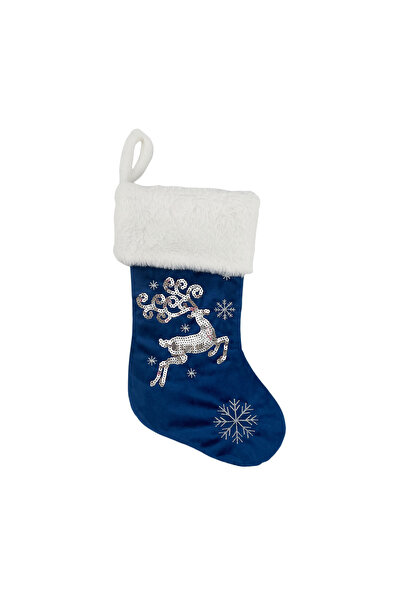 Christmas Magic Stocking with Reindeer Blue/Silver 40cm