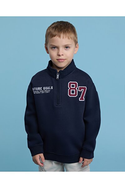 R&B سويت شيرت مطرز برقبة عالية وأكمام طويلة