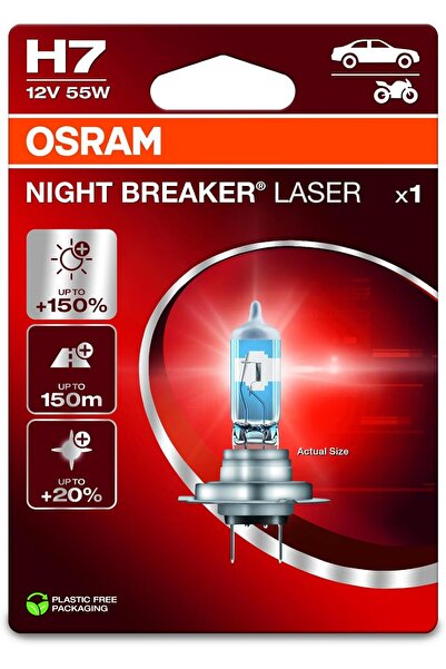 Osram Night Breaker Laser H7 +150% Brightness Halogen Headlight Bulb (1 Lamp)