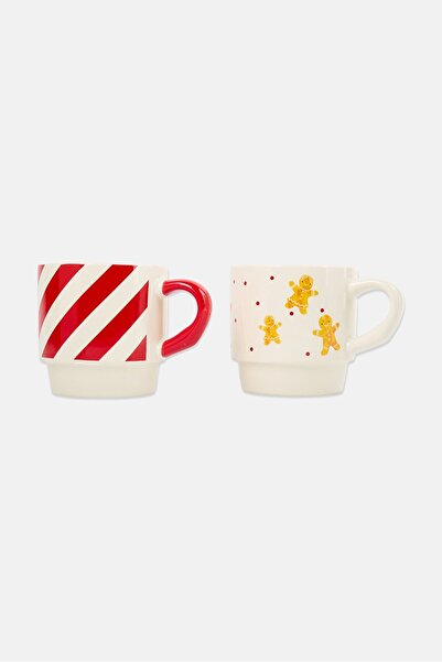Muy Mucho 2 Piece Porcelain Stackable Coffee Mugs, Multicolor