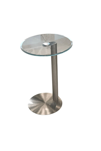Generic Single Silver Serving Table, Glass with Stainless Steel