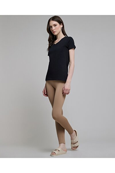 R&B Solid Leggings With Elastic Waist