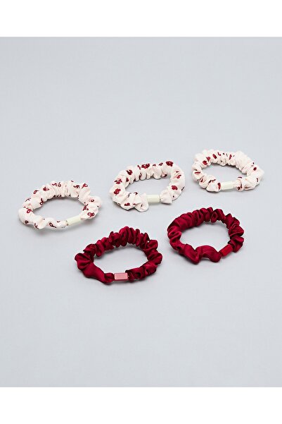 R&B Burgundy Women's 5 Piece Skinny Scrunchies