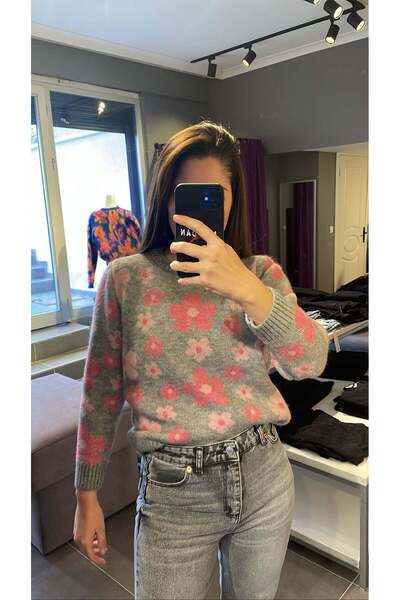 handebatmazbutik Orjinal Mango Çiçek Desenli Triko