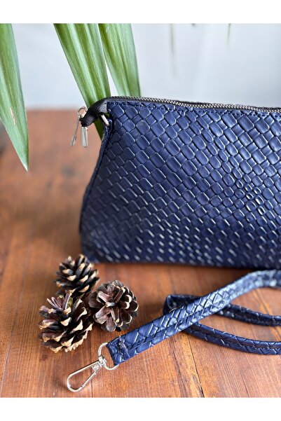 GUELES Trendy Knitted Detailed Soft Leather Hand and Shoulder Bag