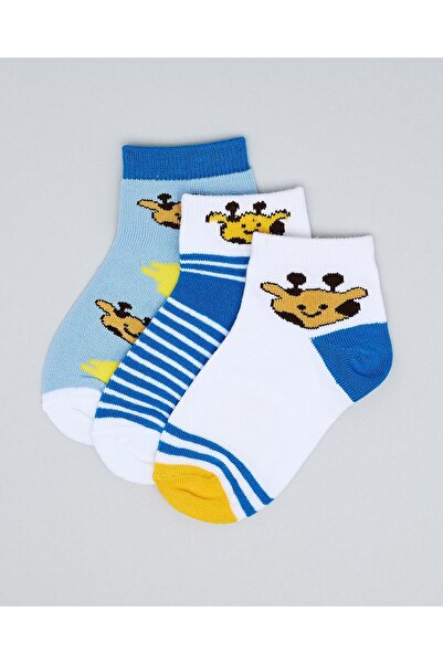 R&B Multi Boy's 3 Pack Printed Ankle Socks