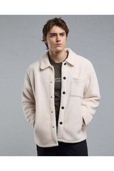 R&B Sherpa Jacket With Button Closure
