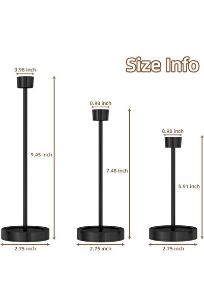 Tazweeq 6-Pack Black Metal Candlestick Holders (Taper & Small Pillar)