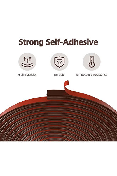 Generic Weather Stripping Door Seal Strip, SelfAdhesive Brown D Shape Silicone Door Weather Stripping (16M)