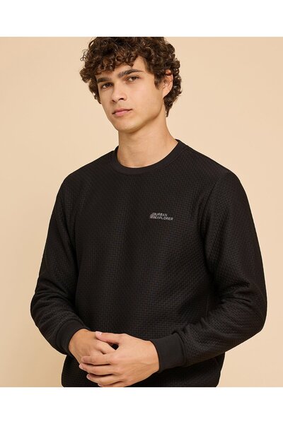 R&B Print Detail Sweatshirt With Crew Neck And Long Sleeves