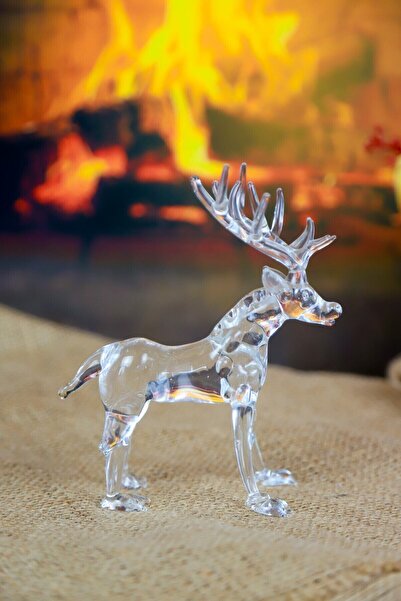 ADAMODART Şeffaf Geyik El yapımı Dekoratif Cam Biblo