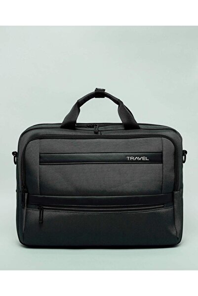 R&B Charcoal Men's Solid Laptop Bag