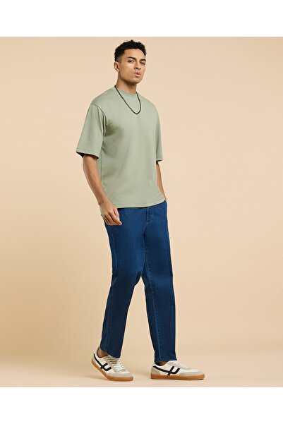 R&B Washed Tapered Fit Jeans With Elastic Waist