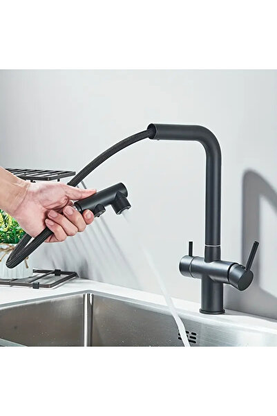 OEM 3-way kitchen faucet, Filtered water spout, matte black (code 1005-B)