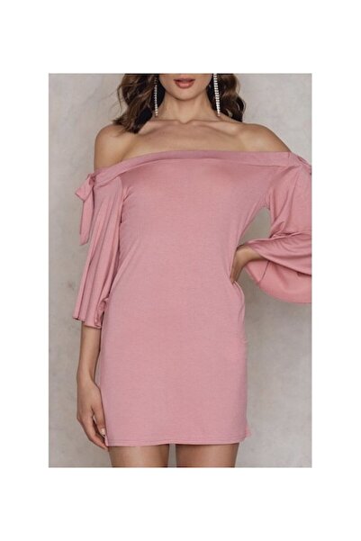 OEM Tie Bardot Dress, Pink
